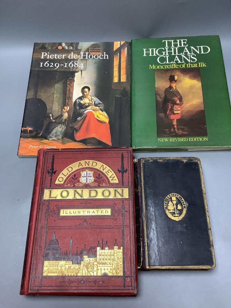 Four various books to include Lives of Scotish Writers by David Irving, 2 vols in 1; Old and New London: A Narrative of its History its People and its Places by Edward Walford; The Highland Clams by Sir Iain Moncreiffe o